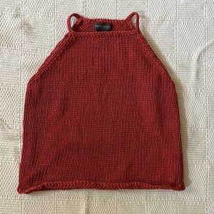burnt orange cropped knitted tank top from banana republic, size medium